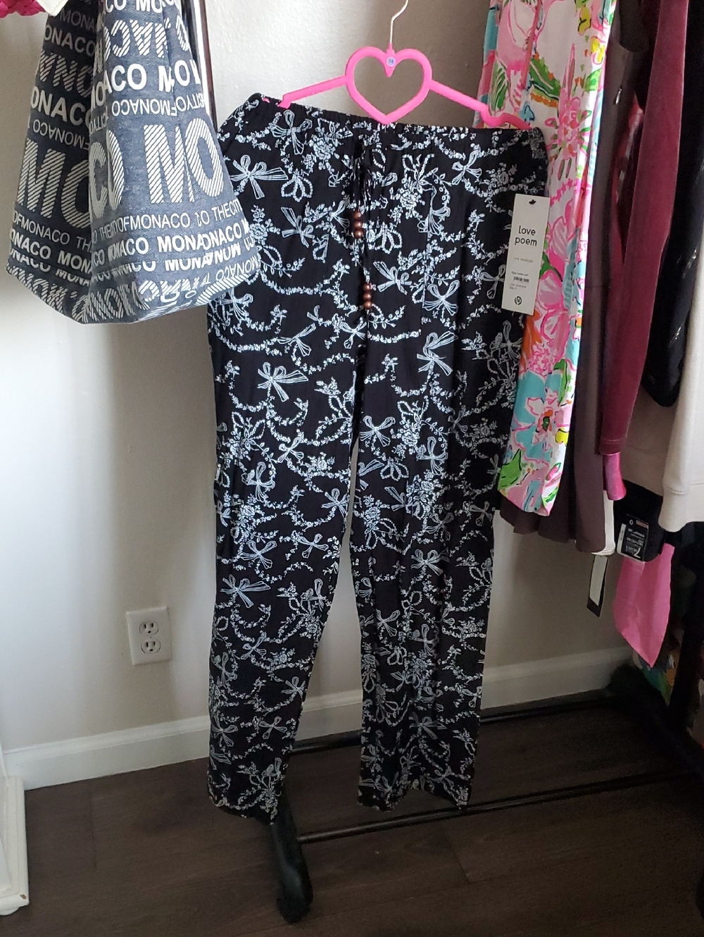 love poppy Black Floral Drawstring Pants
